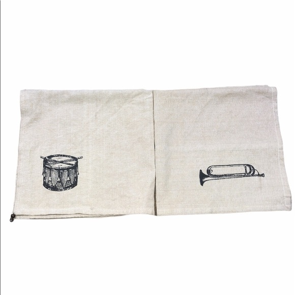 None Other - Set of 2 tan musical instruments decorative towel